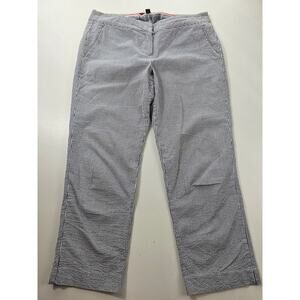 British Khaki size 8 seer sucker navy white stripes ankle Cropped pants EUC *